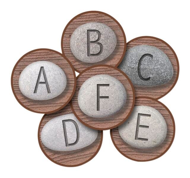 Carpets for Kids Alphabet Stones Carpet Seating Rounds, 12 Inch Rounds, Set of 26, Brown, Item Number 2019726