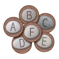 Carpets for Kids Alphabet Stones Carpet Seating Rounds, 12 Inch Rounds, Set of 26, Brown, Item Number 2019726