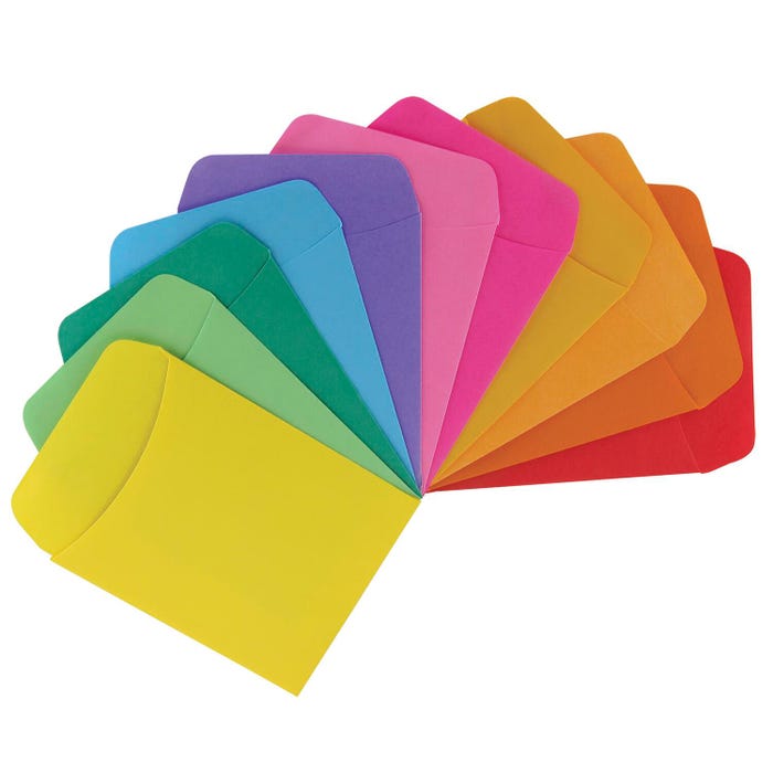 Hygloss Library Pockets, 3 x 5 Inches, Assorted Bright Colors, Set of 30