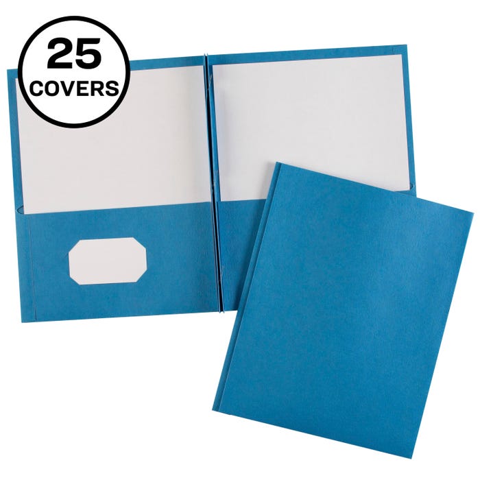 Avery 2-Pocket Textured Folders with Fasteners, 8-1/2 x 11 Inches, Light Blue, Pack of 25