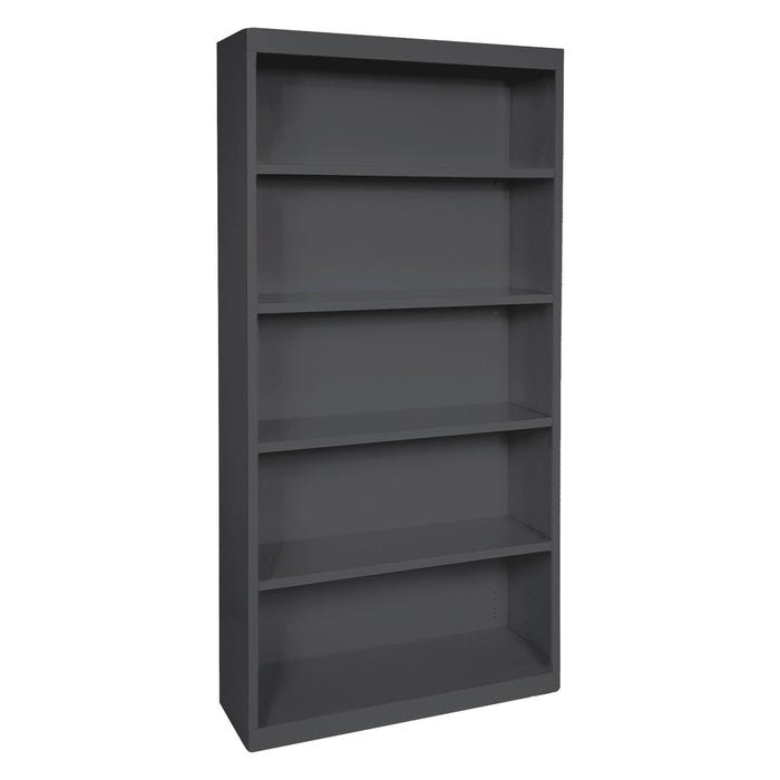 Lorell Fortress Series Steel Bookcase, 5 Shelves, 34-1/2 x 13 x 72 Inches, Black