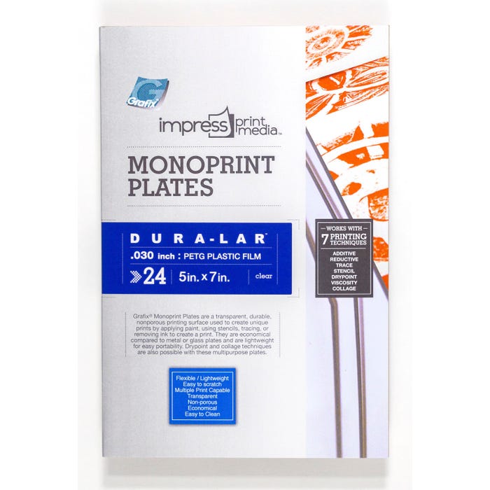 Grafix IMPRESS Print Media Monoprint Plates, 5 x 7 Inches, Clear, Pack of 24 2001244