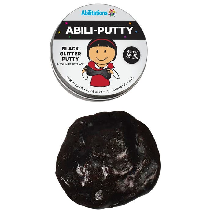 Abilitations Abili-Putty, Glitter, 4 Ounces, Black
