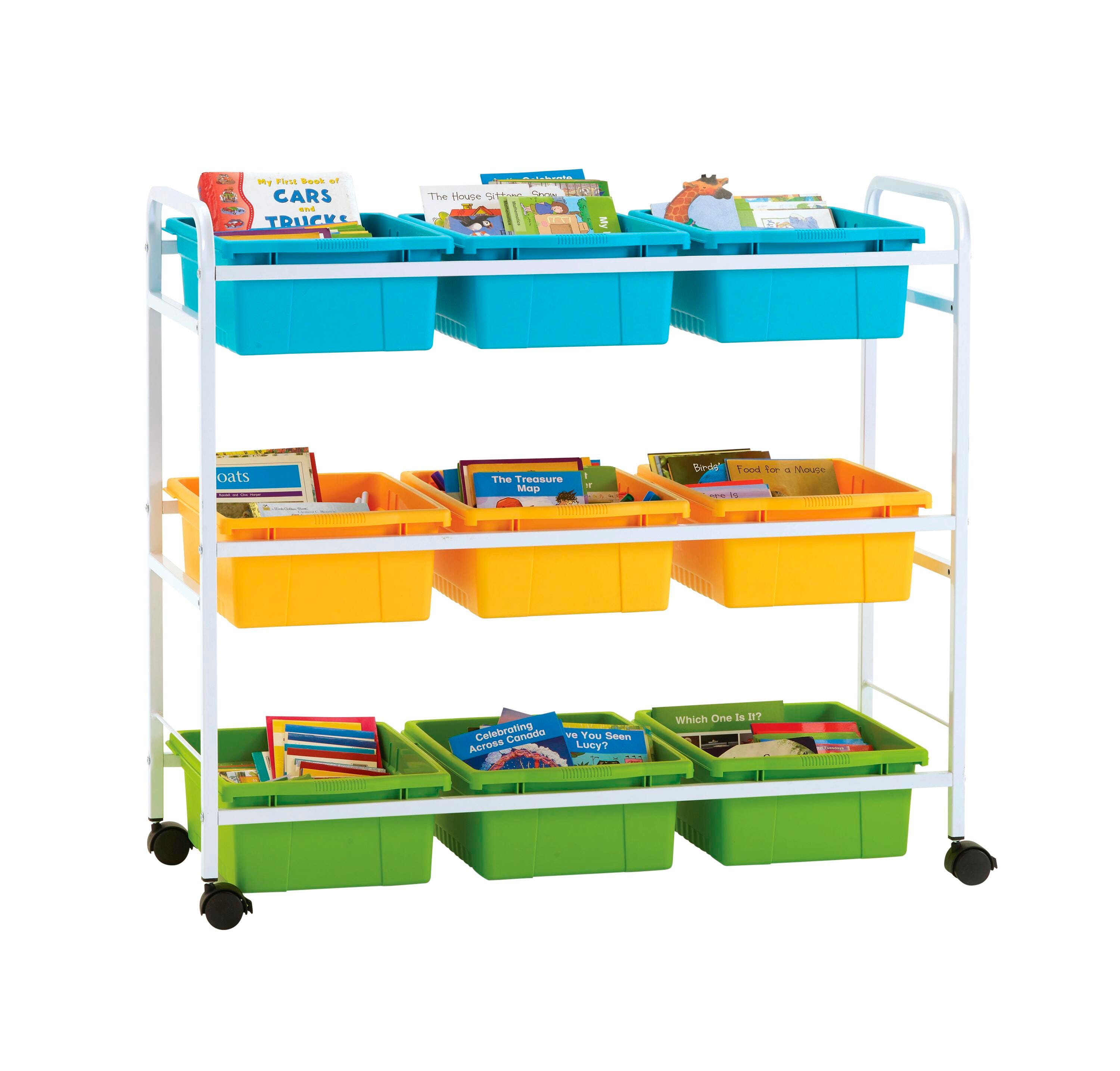 Copernicus Book Browser Cart with Vibrant Cool Tubs, 40-1/2 x 15-3/4 x 36-1/2 Inches, Item Number 2103011