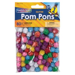 Image for Creativity Street Glitter Pom, 1/2 in, Assorted Color, Set of 80 from School Specialty