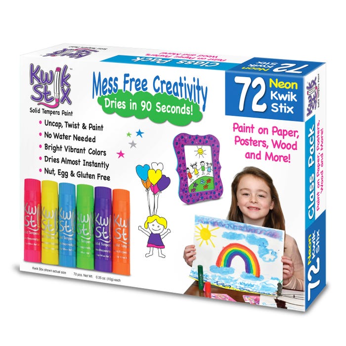 The Pencil Grip Kwik Stix Neon Solid Tempera Paint - 72 / Box - Assorted Neon The Pencil Grip Kwik Stix Neon Solid Tempera Paint - 72 / Box - Assorted Neon
