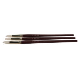 Sax Optimum White Synthetic Taklon Paint Brushes with Long Handles, Round Type, Size 12, Set of 3 1567536