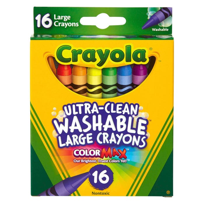 Crayola Large Ultra-Clean Washable Crayons, Assorted Colors, Set of 16