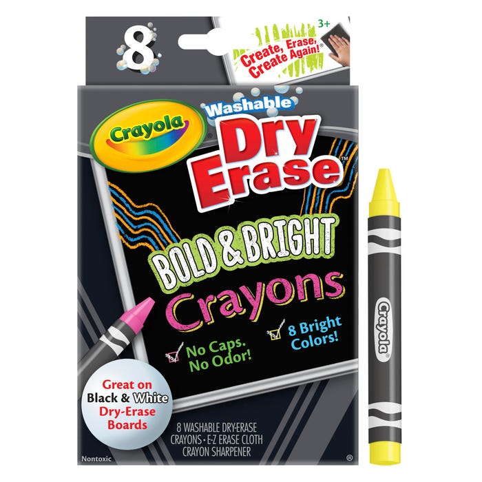 Crayola Washable Dry Erase Crayons, Assorted Bright Colors, Set of 8