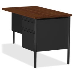 Lorell Walnut Laminate Fortress Series, Right Pedestal Return, 42 x 24 x 29-1/2 Inches, Walnut/Black