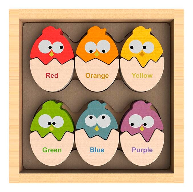 BeginAgain Color 'N Eggs Matching Bilingual Wooden Puzzle, Item Number 2041278