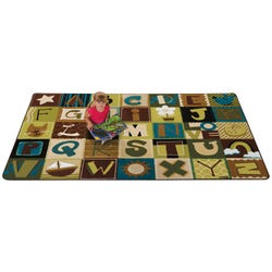 Carpets for Kids KIDSoft Toddler Alphabet Blocks Rug, 8 Feet 4 Inches x 13 Feet 4 Inches, Rectangle, Brown, Item Number 1568096