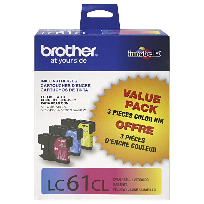 Brother LC613PKS Ink Toner Cartridge, Multi-Color, Pack of 3