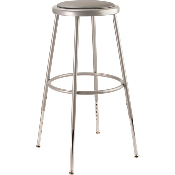 National Public Seating Height Adjustable Heavy Duty Vinyl Padded Steel Stool, 6400 Series, 24-1/2 to 32-1/2 Inch Seat Height, G