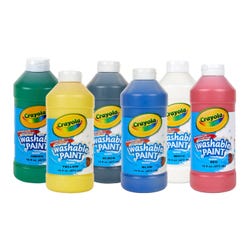 Crayola Washable Paints, 1 Pint Bottles, Assorted Colors, Set of 6 Item Number 1428988