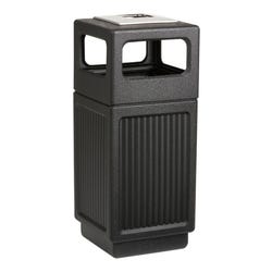 Safco Recessed Panel Series Side Opening With Urn, 15 Gallon Capacity, 9-1/2 x 4-1/2 Inch Opening, Black 2027772