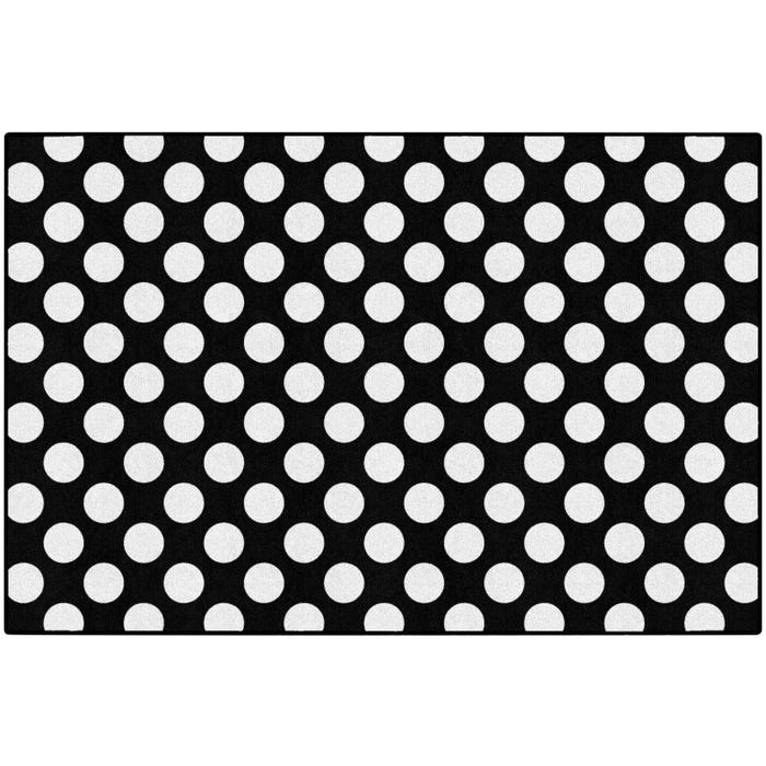 Flagship Carpets Simply Stylish Black and White Polka Dot Carpet, Rectangle