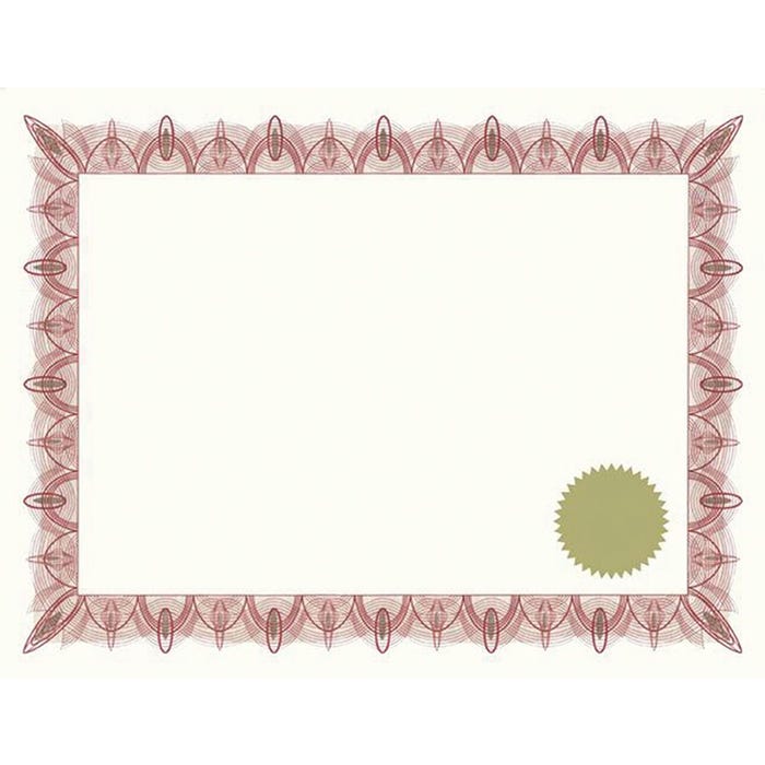 Geographics Printable Certificate with Seals, 11 x 8-1/2 inches, Classic Red, Pack of 25