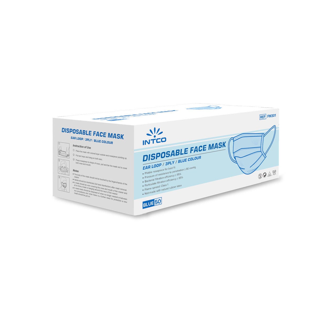 School Health Intco Disposable Earloop Face Mask, Box of 50