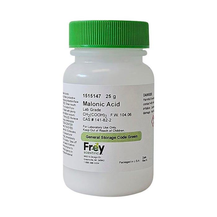 Frey Scientific Malonic Acid, 25 Grams, Lab Grade