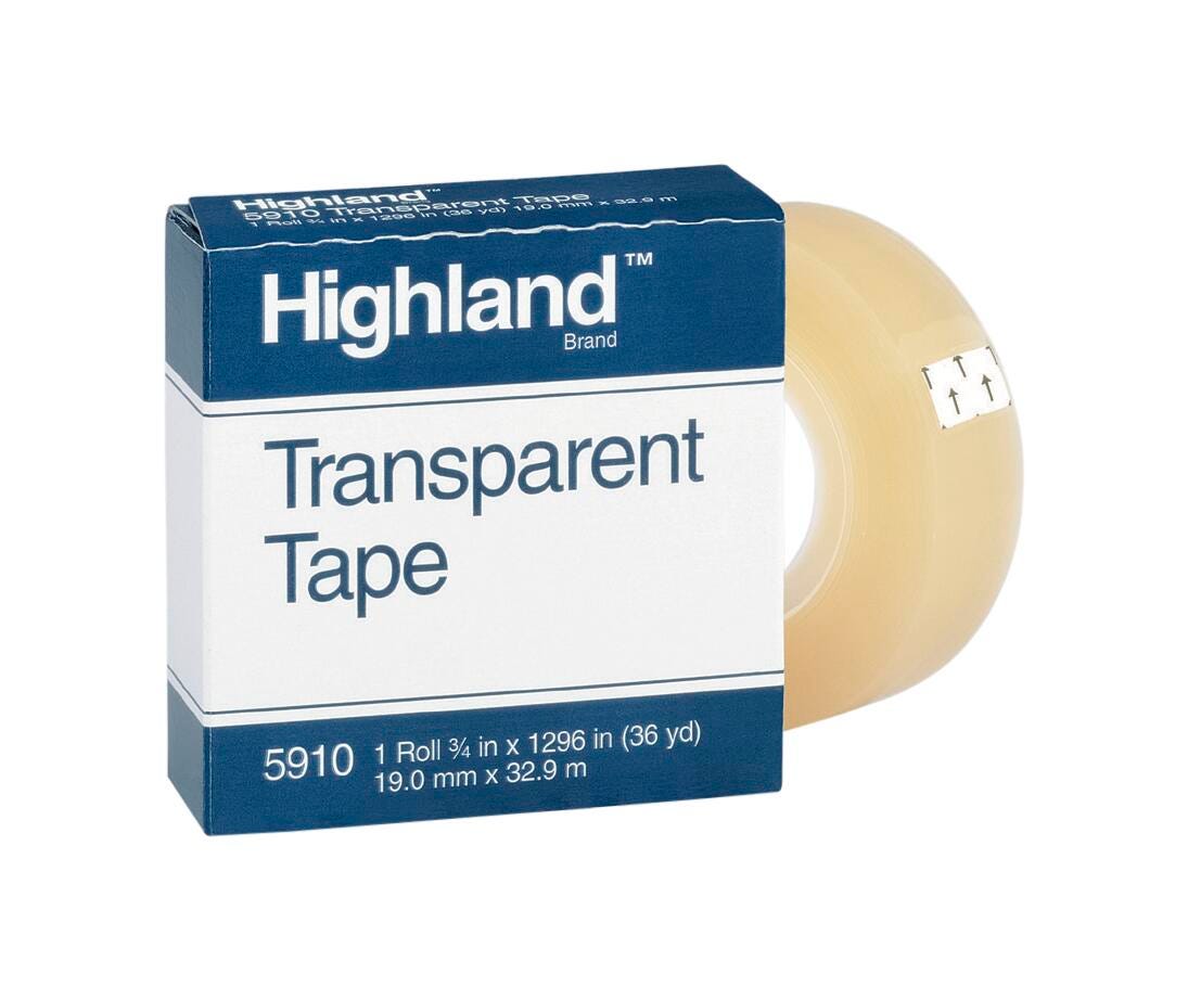 Highland 5910 Transparent Tape, 0.75 x 36 Yards Item Number 040602