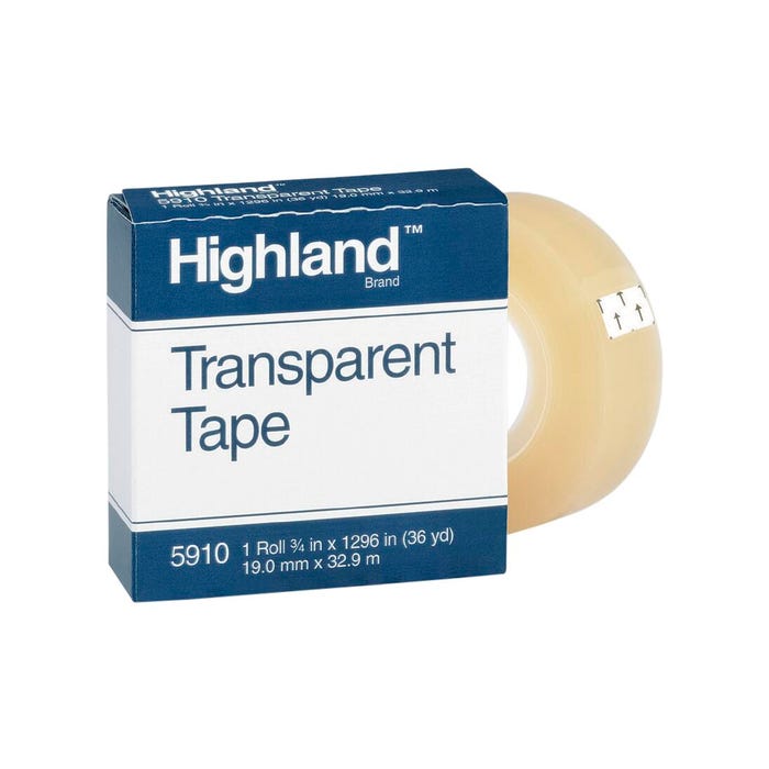 Highland 5910 Transparent Tape, 0.50 Inch x 36 Yards, Pack of 12