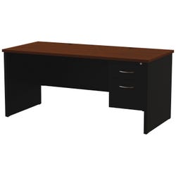 Lorell Walnut Laminate Top/Black Modular Desking, Right Pedestal Desk, 66 x 30 Inches, Walnut/Black