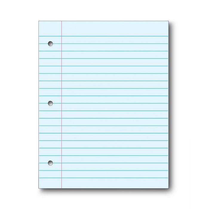 School Smart Filler Paper, 3-Hole Punched, 8-1/2 x 11 Inches, Blue, 100 Sheets