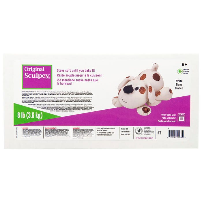 Sculpey Polymer Modeling Compound Clay, 8 Pounds, White