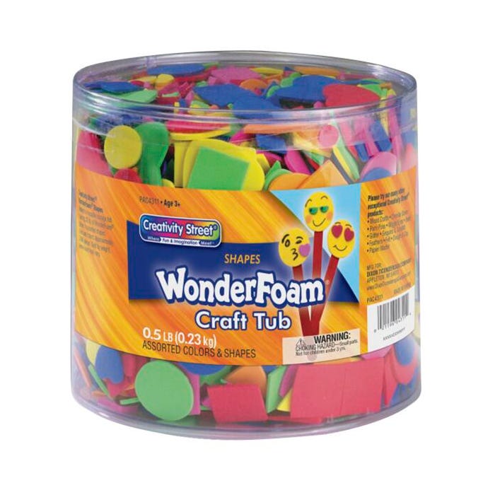 WonderFoam Assorted Shapes, Assorted Colors, 1/2 Pound Tub