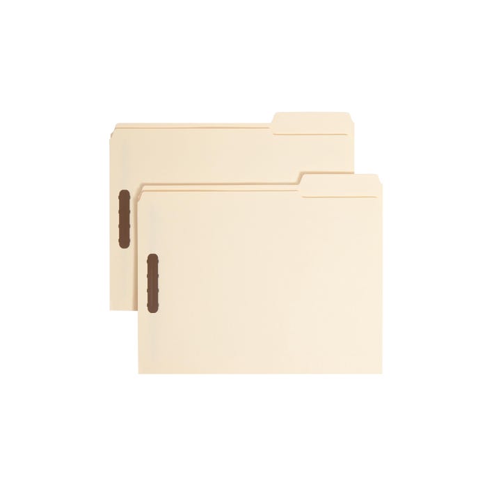 Smead Fastener File Folders with 2 Fasteners, Letter Size, Reinforced 2/5 Cut Tabs, Manila, Pack of 50