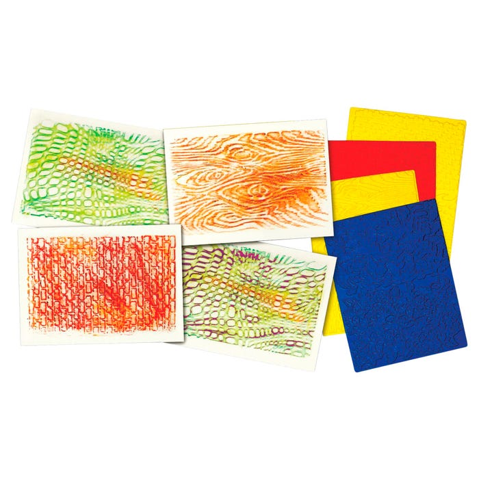 Roylco Texture Rubbing Plates with 8 Textures, 8-1/2 x 11 Inches, Set of 4