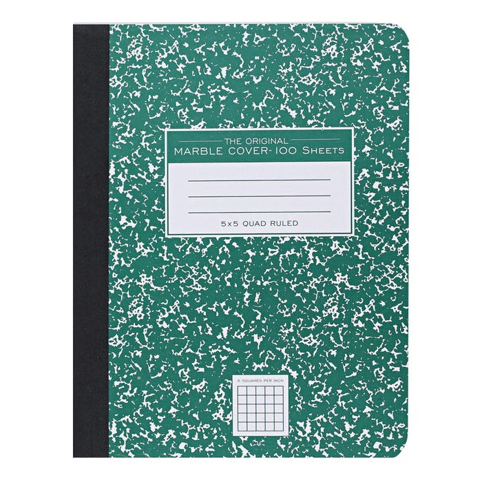 Roaring Spring Composition Book, Graph Ruled, 9-3/4 x 7-1/2 Inches, Green Marble