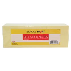 School Smart Removable Self-Stick Adhesive Notes, 3 x 3 Inches, Yellow, 100 Sheets/Pad, Pack of 24 2147349