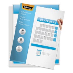Fellowes Self-Adhesive Laminating Sheet, 9-1/4 x 12 Inches, Clear, Pack of 50, Item Number 1407047