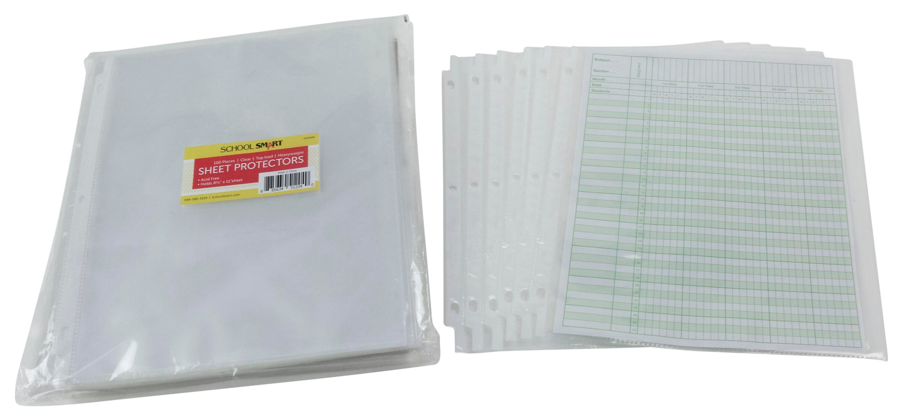 School Smart Heavy Duty Sheet Protectors, 8-1/2 x 11 Inches, Crystal Clear, Pack of 100 2150999