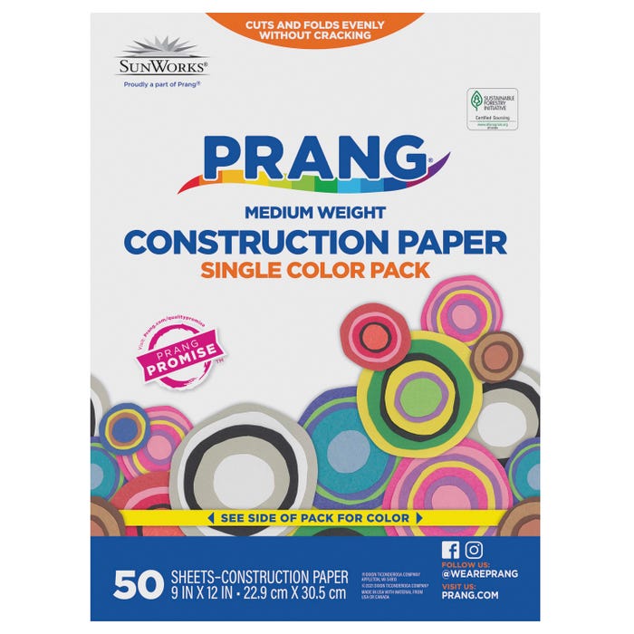 Prang Medium Weight Construction Paper, 9 x 12 Inches, White, 50 Sheets