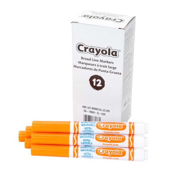 Crayola Bulk Ultra-Clean Washable Markers, Broad Line, Orange, Pack of 12