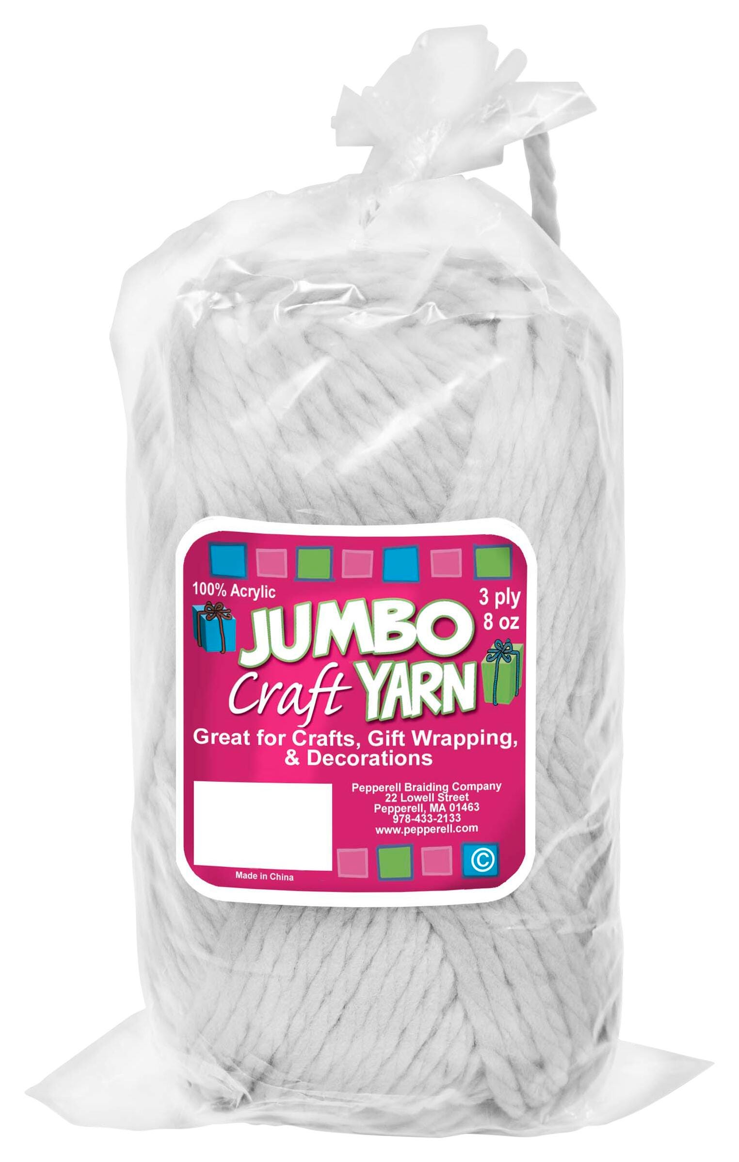 Pepperell Jumbo Roving 3 Ply Yarn, White, 8 oz 2132742