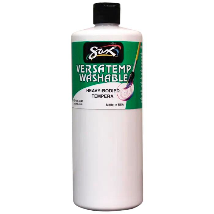 Sax Versatemp Washable Heavy-Bodied Tempera Paint, 1 Quart, White 1592682