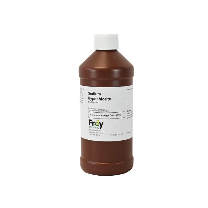 Frey Scientific Sodium Hypochlorite, 5%, Lab Grade, 500 mL