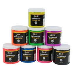 Sax Versablock Waterbased Block Printing Ink, 8 Ounces, Assorted Fluorescent Colors, Set of 8 457451