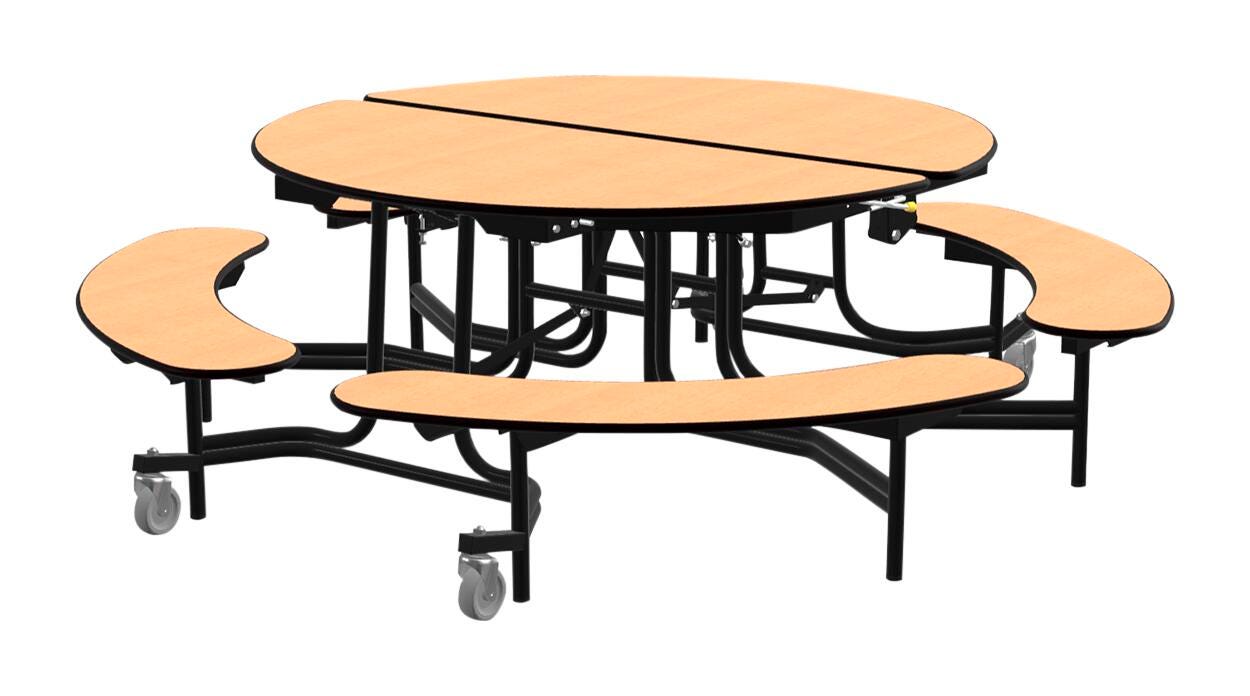 Classroom Select Mobile Table with Benches, Round, 60 Inches 4001244