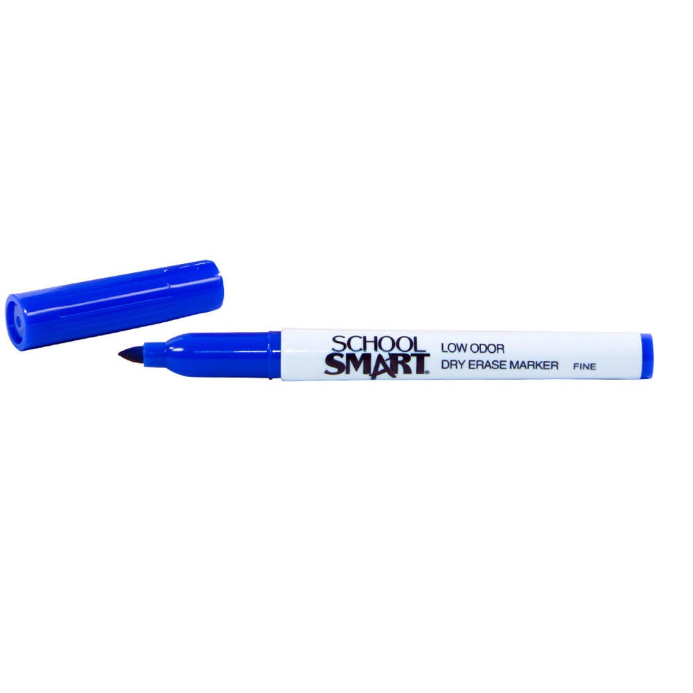 School Smart Dry Erase Pen Style Markers, Fine Tip, Blue, Pack of 48 1593105