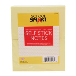 School Smart Removable Self-Stick Adhesive Notes, 3 x 5 Inches, Yellow, 100 Sheets/Pad, Pack of 12 2147346