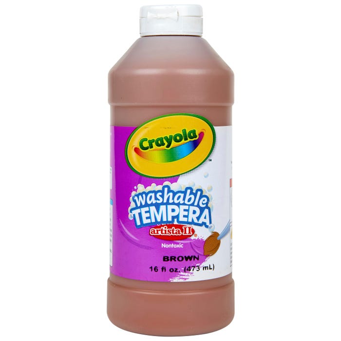 Crayola Artista II Washable Tempera Paint, 1 Pint Bottle, Brown