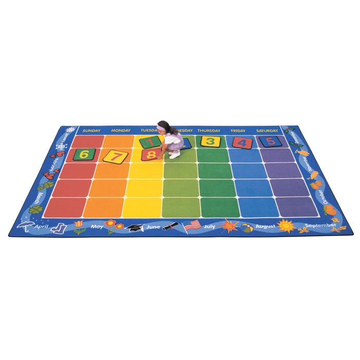 Carpets for Kids KID$Value PLUS Calendar Seating Squares Carpet, 12 x 12 Inches, Set of 35, Multicolored 066924