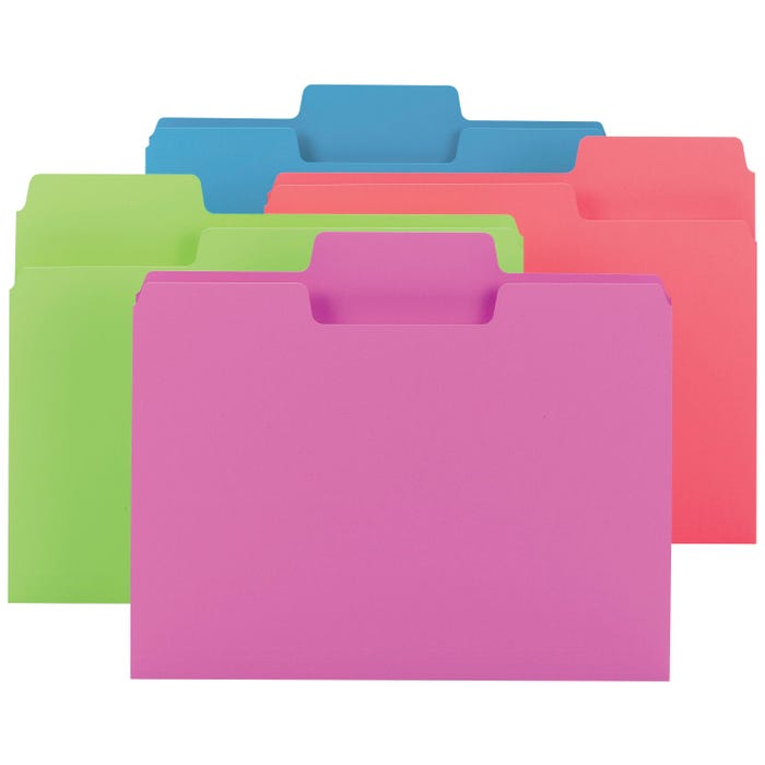 Smead SuperTab File Folders with Oversized Tabs, Letter Size, 1/3 Cut Tabs, Assorted Colors, Pack of 24