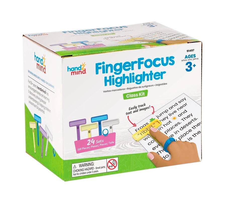 Hand2Mind FingerFocus Highlighter Class Kit, Set of 24 2132805