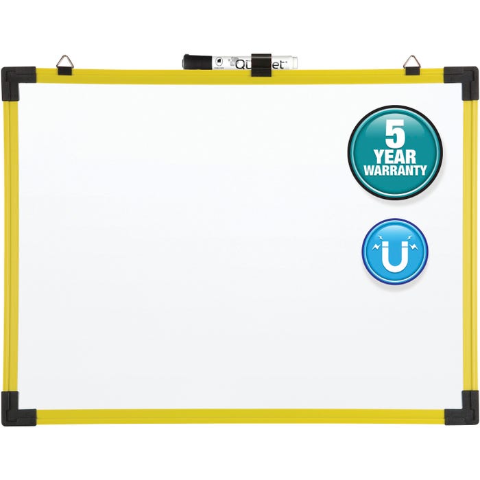 Quartet Magnetic, Industrial Whiteboard With Marker, 4 x 3 Feet, Yellow Frame